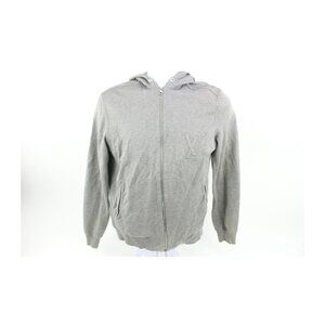 Louis Vuitton Men's XS Classic Grey LV Logo Zip Up Sweashirt Hoodie 120lv32